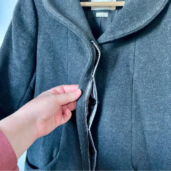 Aritzia Wilfred Cocoon Wool Pea Coat Jacket Charcoal Grey Size Small - Picture 7 of 11